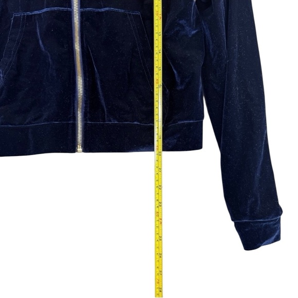 Fabletics Daria Navy Velour, Gold Zip Up, Hooded Jacket Women's XS - Picture 9 of 11